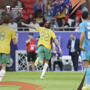 Australia celebrates their goal