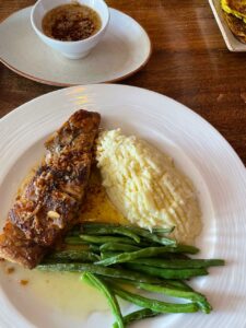 Grilled butter garlic fish with mashed potatoes