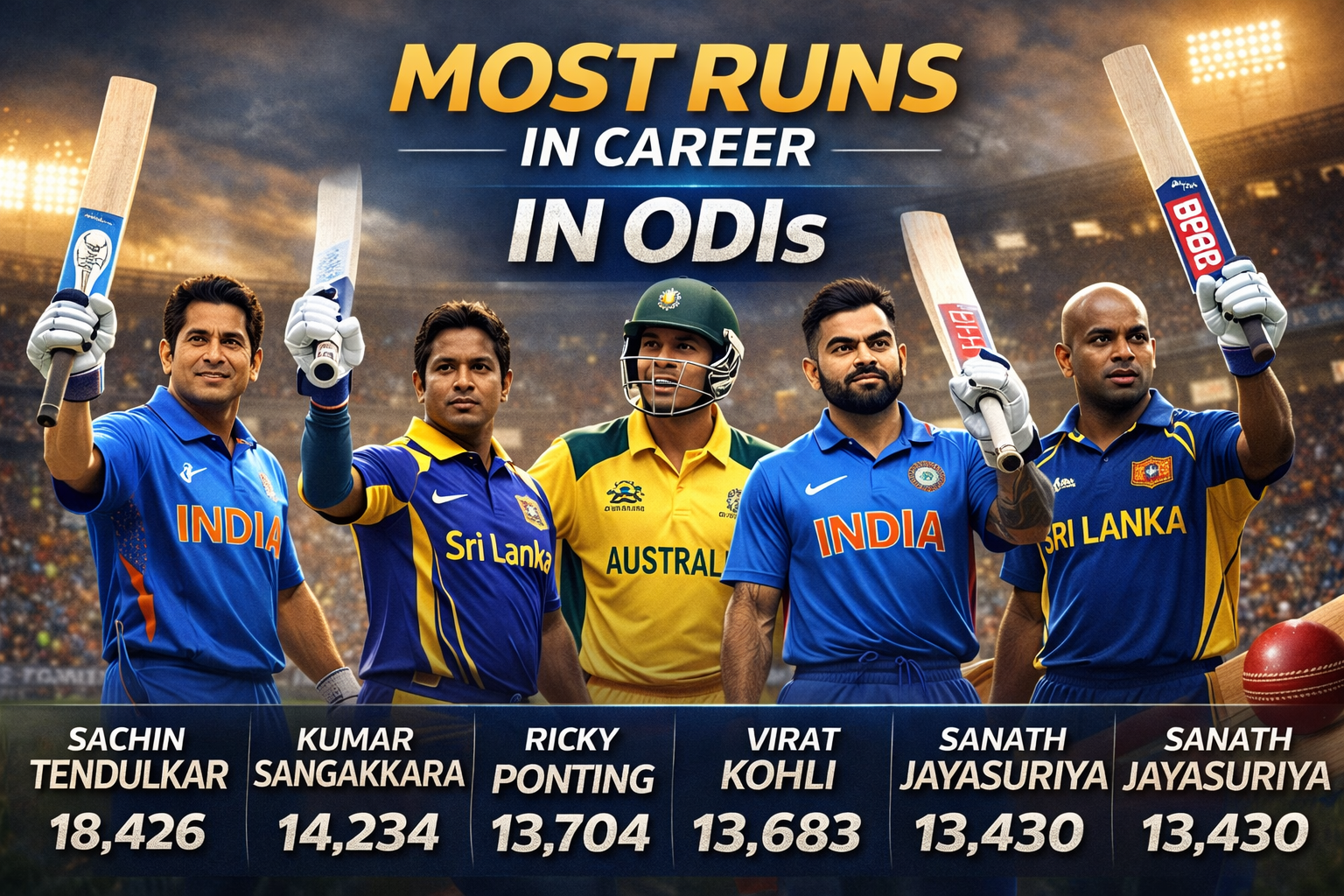 Most runs in career in ODIs